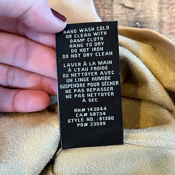 7 for All Mankind Tan Faux Leather Mini Dress Square Neck Long Sleeves NEW NWT - Picture 5 of 7